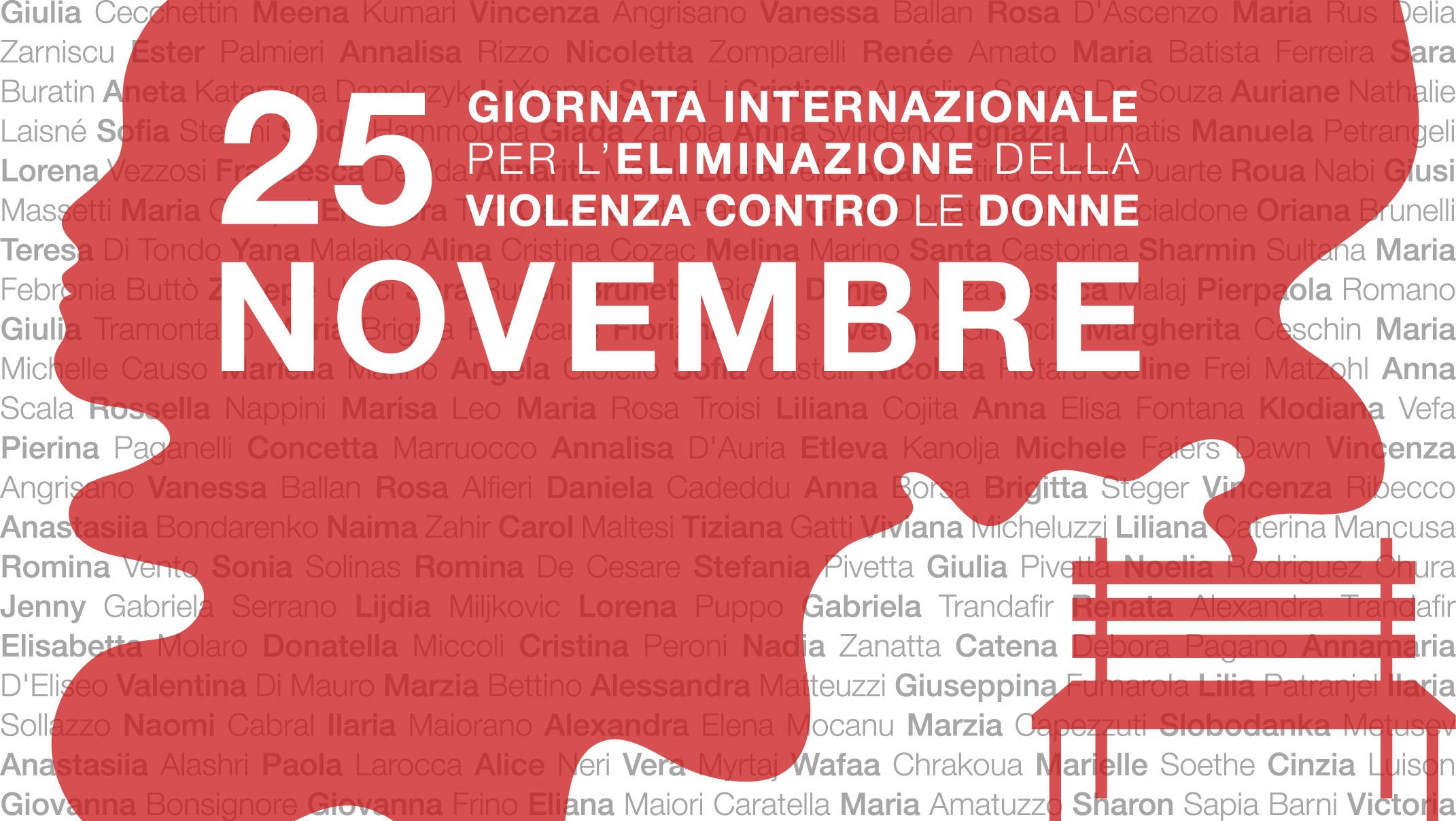 Locandina eventi 25 novembre giornata contro violenza donne